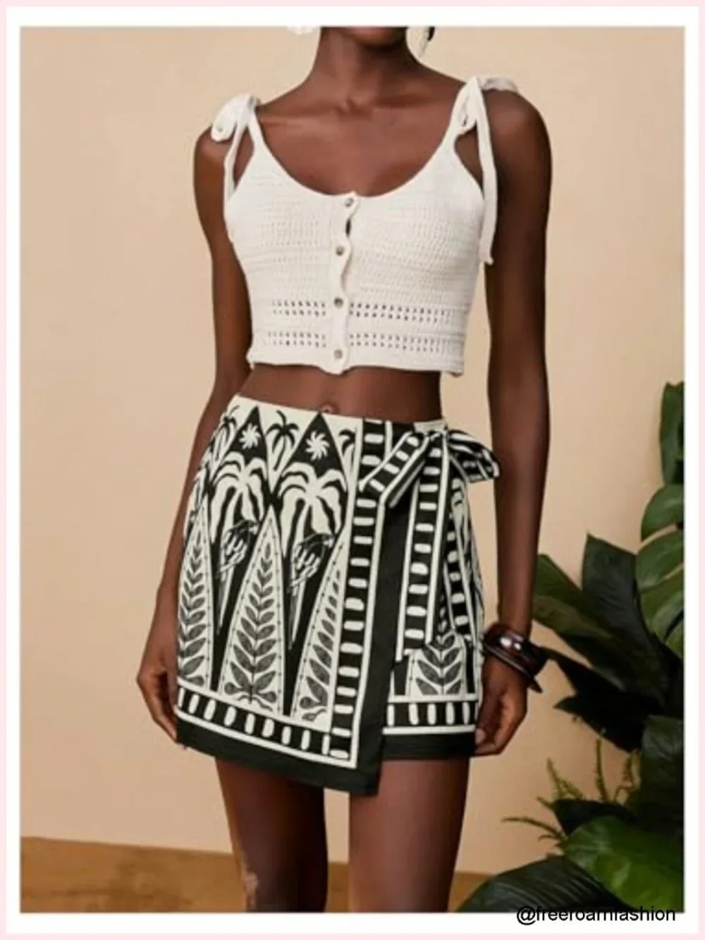 Floral Wrap Mini Skirt High Rise Tie Side Asymmetrical Boho Women's Summer